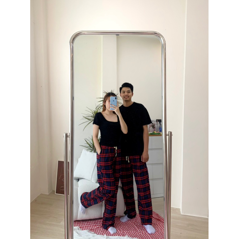 Quần caro cặp - Quần dài nam nữ hoạ tiết caro phù hợp với mùa thu đông.