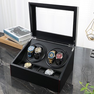 Hộp đựng đồng hồ cơ 4 chiếc giá rẻ, xoay tự động, bh 2 năm