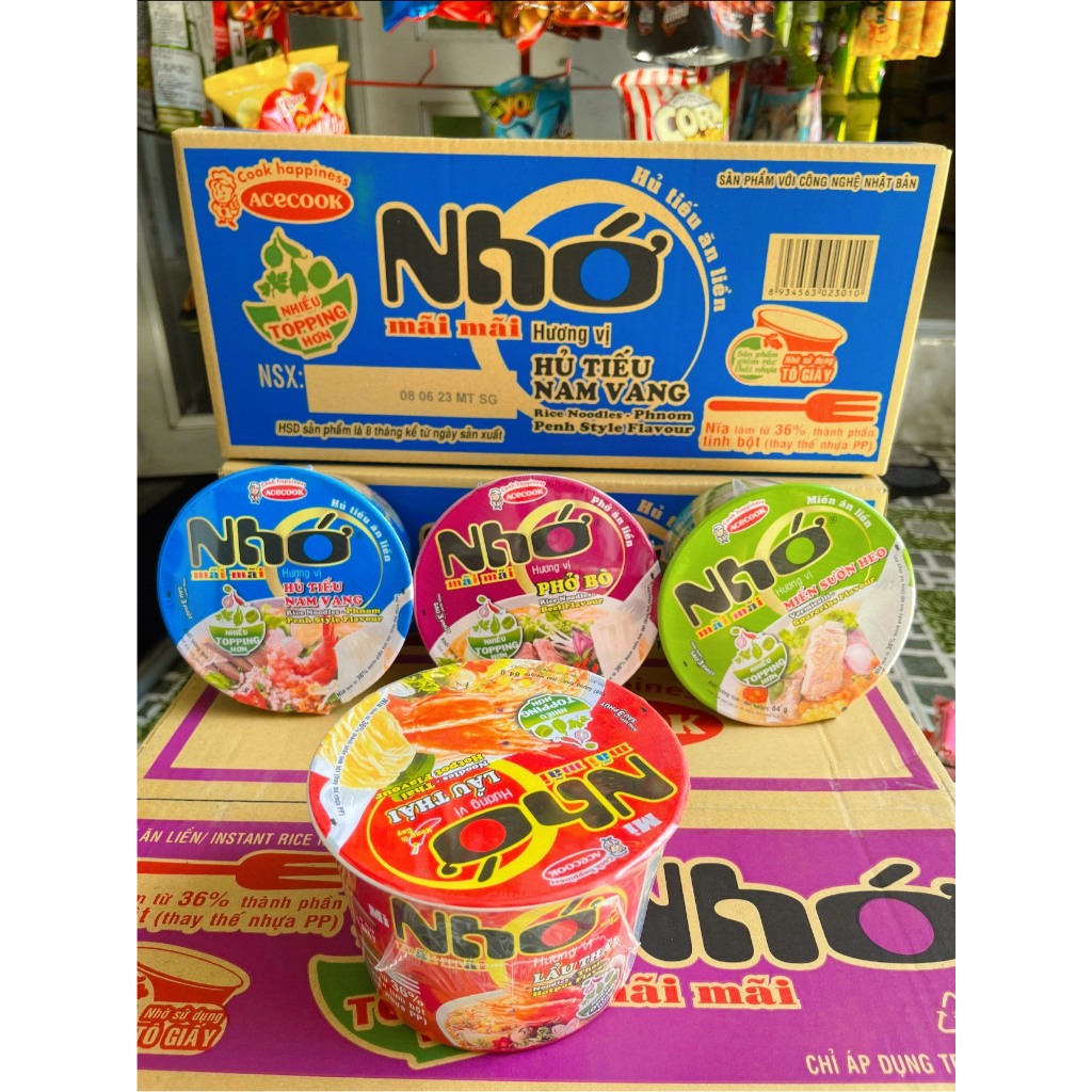 Nhơ Mãi Mãi Hương Vị Hủ tiếu nam vang, Mì lẩu thái, Miến sườn heo, Phở bò Acecook - Ăn vặt Yu Yu Tây Ninh