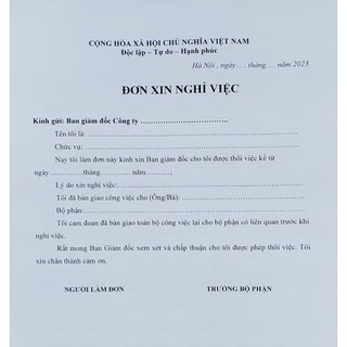 Mẫu Đơn xin thôi việc