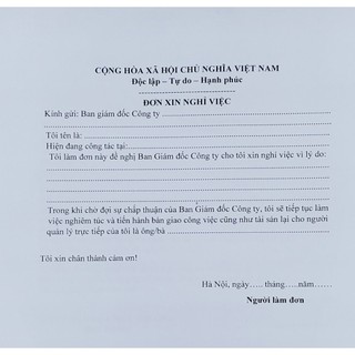 Mẫu Đơn xin thôi việc