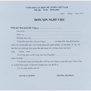 Mẫu Đơn xin thôi việc