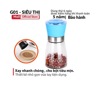 Cối xay tiêu mini cầm tay G01 không gỉ cao cấp có tay cầm vặn tiện lợi