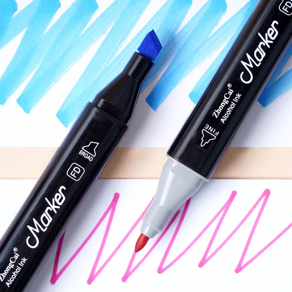 Bút màu marker ZhongCai 30 màu đa dạng, bút lông màu 2 đầu đựng túi vải dùng vẽ tranh, tô màu NO.702
