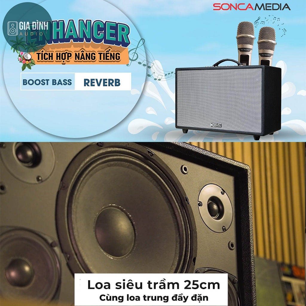 Loa karaoke xách tay Acnos CS3600 - Tích hợp nâng tiếng - 200W RMS - Chính Hãng