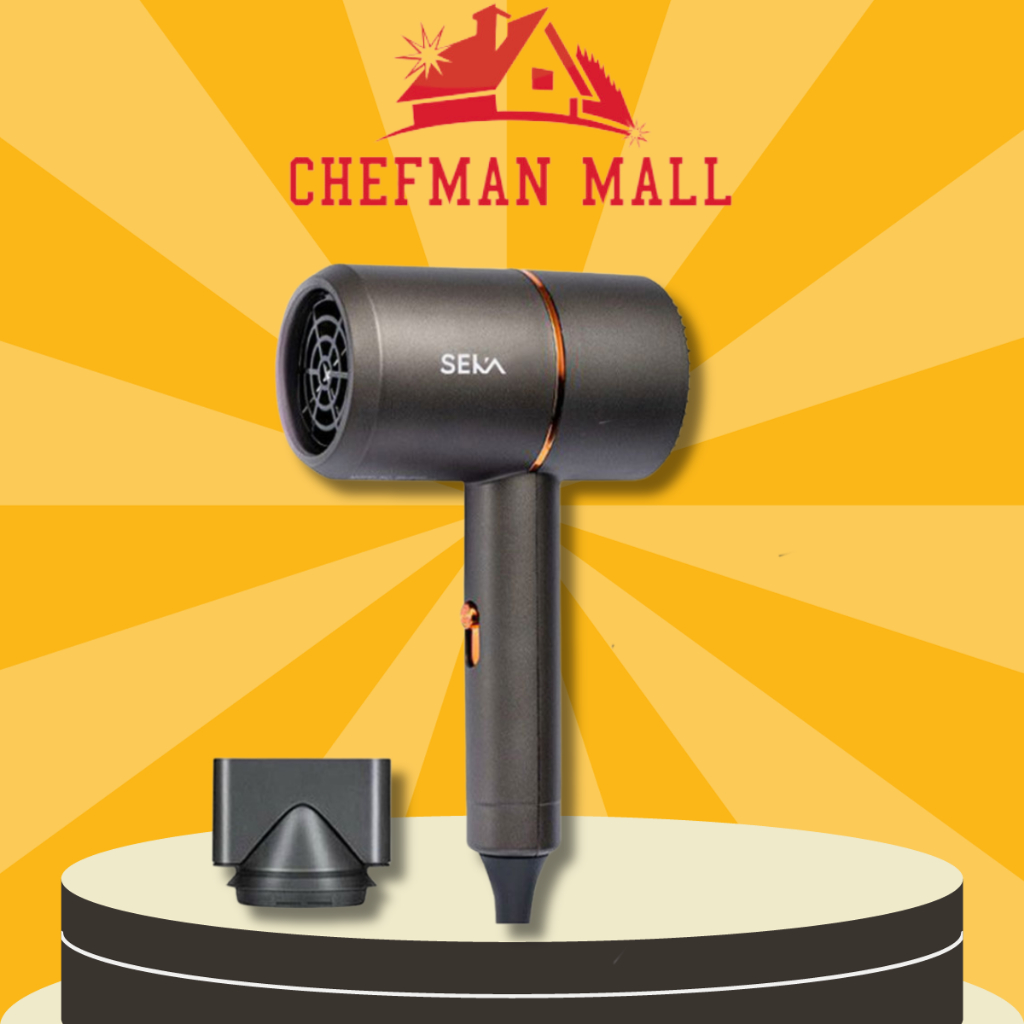 Máy sấy tóc Chefman/Seka chính hãng công suất 2200W sấy siêu nhanh, điều chỉnh tránh bị sơ tóc, Máy sấy tóc mini