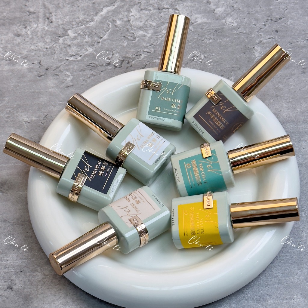  Base top cứng móng sơn gel trắng đen trắng sữa chua OUBOLI   