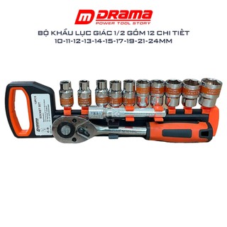 Bộ Khẩu Tuýp Drama 1/2 AUTO TOOLS Đa Năng 12 Chi Tiết Cao Cấp Không Gỉ