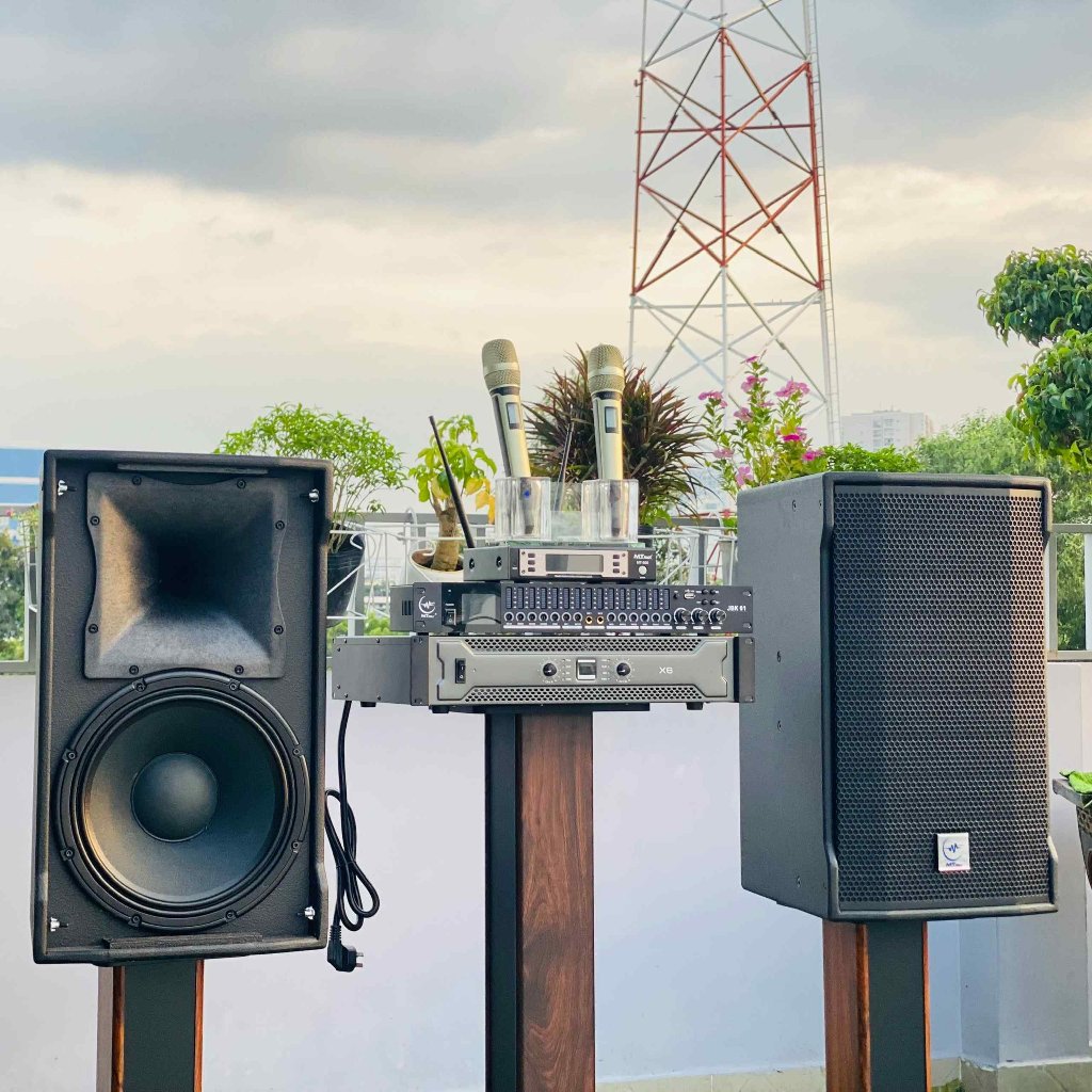 Dàn Karaoke Gia Đình Cặp Loa 4112, Đẩy X6, Vang JBK01, Micro MT500 - Tặng Kèm 10M Dây Loa và Jack Cắm Loa