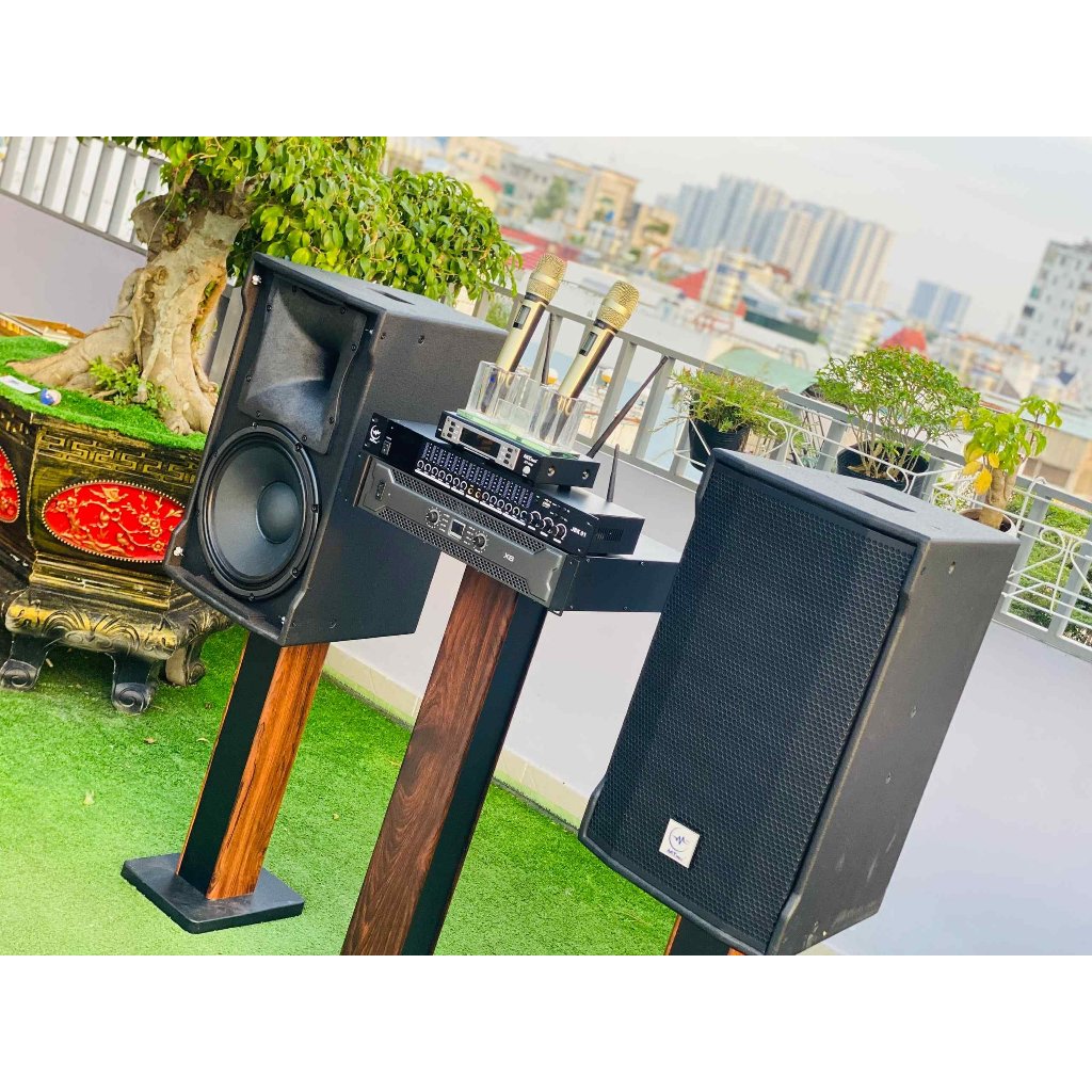 Dàn Karaoke Gia Đình Cặp Loa 4112, Đẩy X6, Vang JBK01, Micro MT500 - Tặng Kèm 10M Dây Loa và Jack Cắm Loa