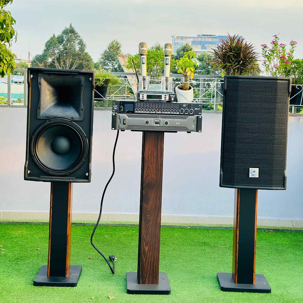 Dàn Karaoke Gia Đình Cặp Loa 4112, Đẩy X4, Vang JBK01, Micro MT500 - Tặng Kèm 10M Dây Loa và Jack Cắm Loa