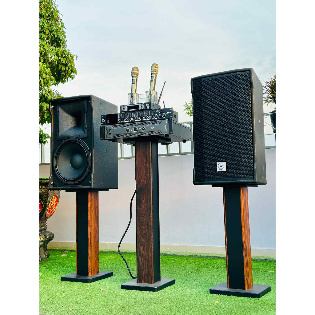 Dàn Karaoke Gia Đình Cặp Loa 4112, Đẩy X4, Vang JBK01, Micro MT500 - Tặng Kèm 10M Dây Loa và Jack Cắm Loa
