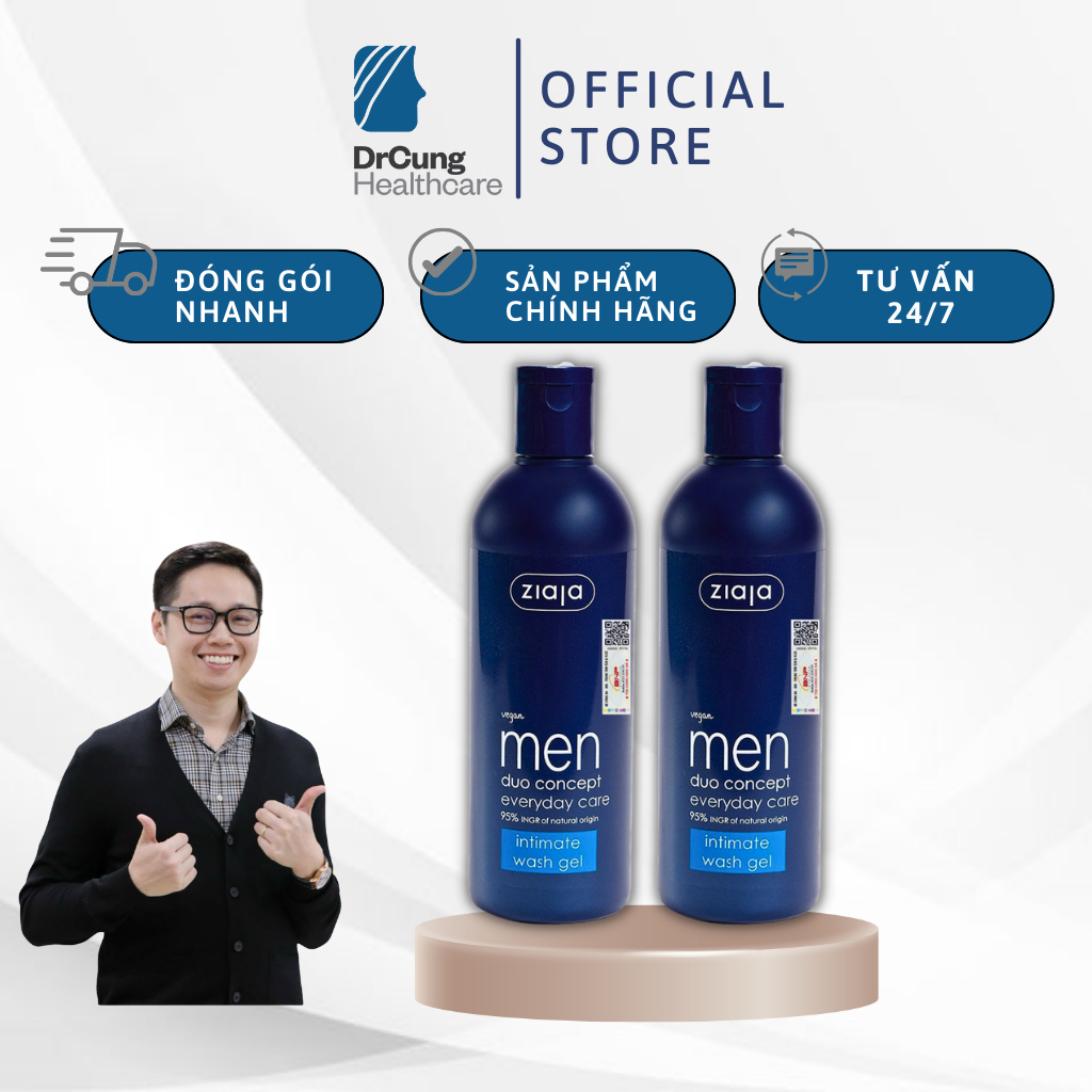Bác Sĩ Cung Dung Dịch Vệ Sinh Cho Nam Ziaja Men Duo Concept Everyday Cảm Intimate Wash Gel - Dưỡng Ẩm, Khử Mùi Hôi