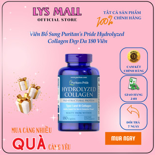 Viên Bổ Sung Puritan's Pride Hydrolyzed Collagen Đẹp Da 180 Viên