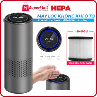 Máy lọc không khí ô tô HEPA, lọc bụi mịn, khử mùi, phân loại mức độ không khí, hiển thị nhiệt độ, độ ẩm, cảm ứng