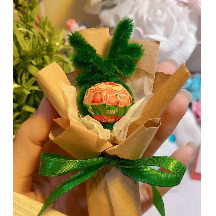 Kẹo giáng sinh, bó hoa mini keo mút noel trang trí bánh kem