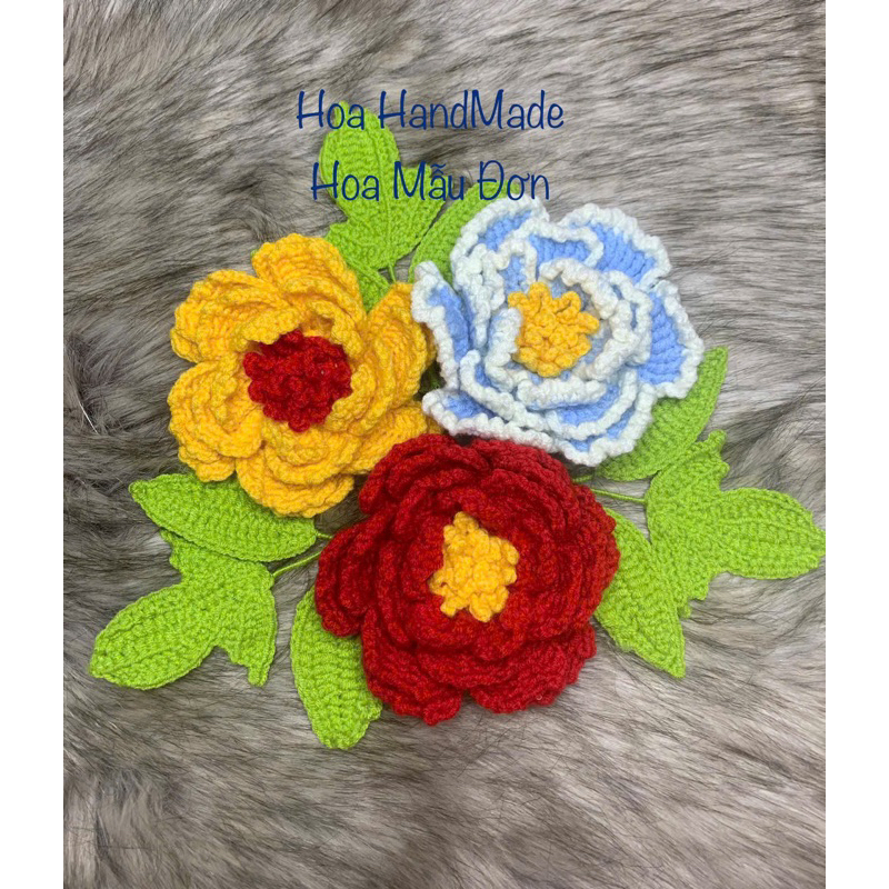 hoa len HandMade hoa mẫu đơn