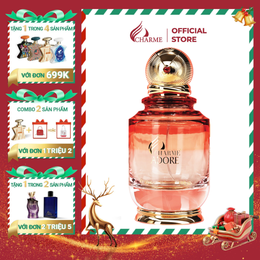 Nước hoa nữ sang trọng, Charme Adore, lưu hương lâu, hương hoa cỏ, tôn vinh nét đẹp phụ nữ hiện đại, 100ml