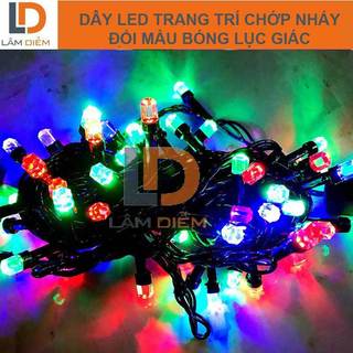 ĐÈN LED DÂY CHỚP DÀI 30M  KIỂU LỤC GIÁC NHIỀU MÀU