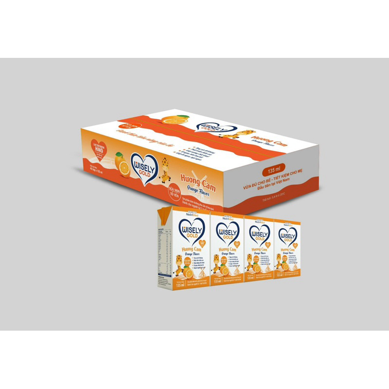Thùng Sữa Bột Pha Sẵn Wisely Vị Cam - Dâu Kích Thích Bé Uống Và Hấp Thụ
