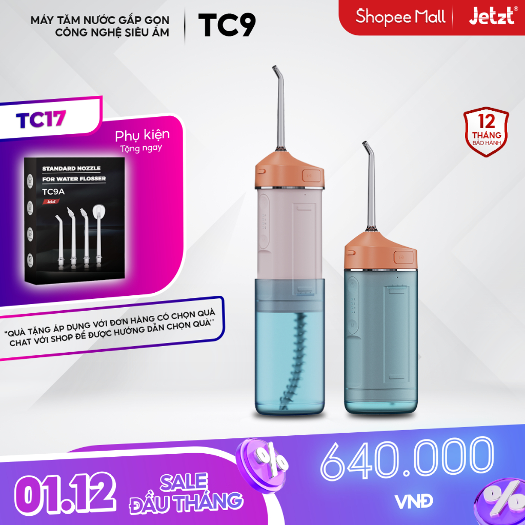 Máy tăm nước cầm tay Jetzt Teethcare TC9 công nghệ siêu âm tăm nước vệ sinh răng miệng