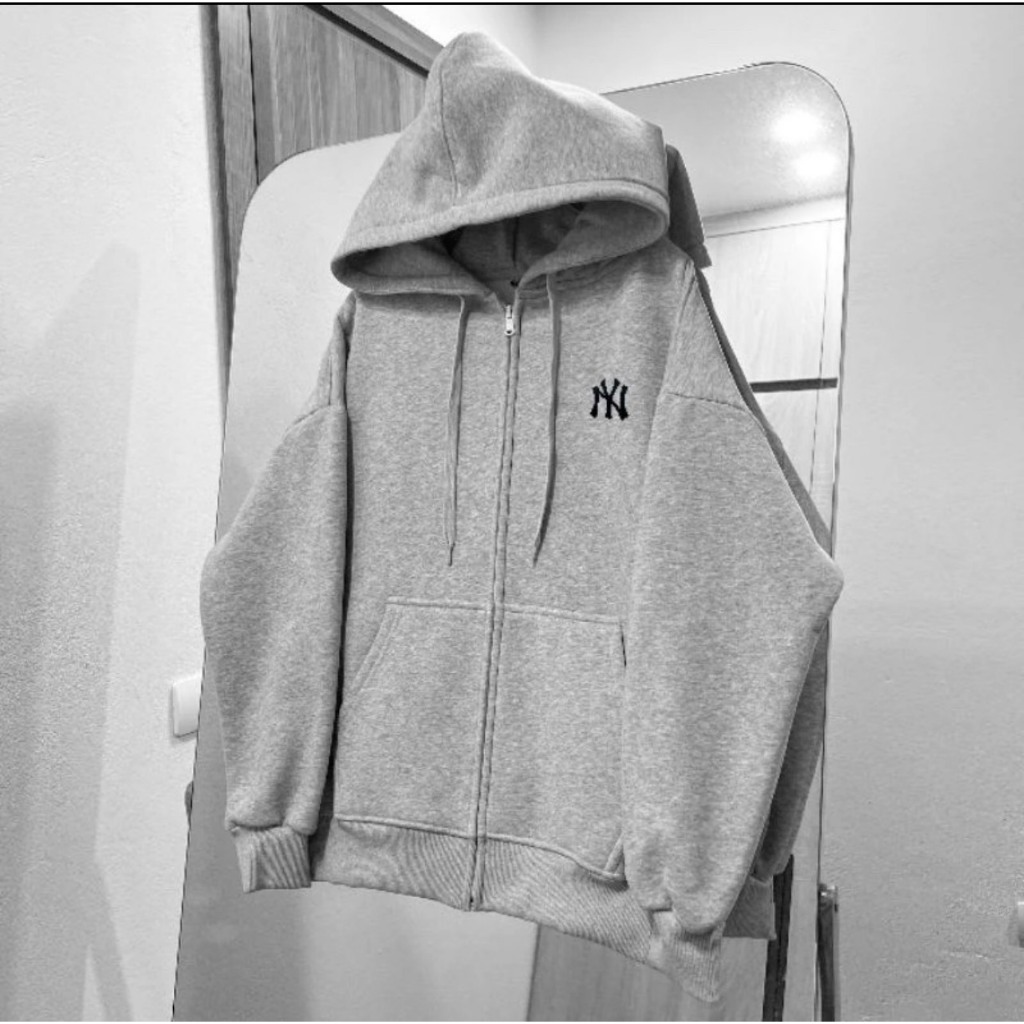 Áo hoodie Zip MlB NY nỉ nam nữ mũ 2 lớp cao cấp, Áo hoodie zip MLB NY form rông dày dặn. chính hãng Latizia.vn