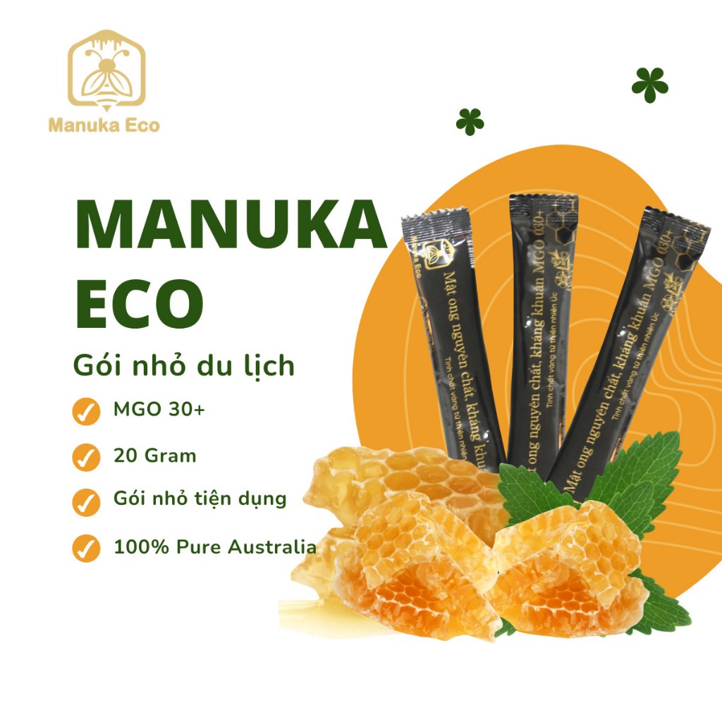 Mật Ong Manuka Eco MGO 30+ thanh 20g,100% nguyên chất hoàn toàn tự nhiên, nhập khẩu chính hãng từ Úc