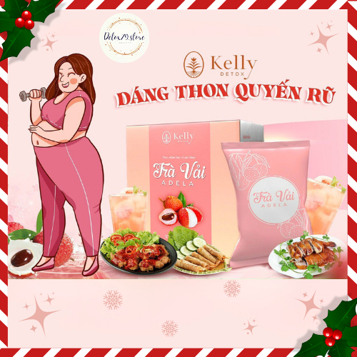 TRÀ VẢI GIẢM CÂN ADELA cải tiến thế hệ mới Kelly Detox [Tặng kèm vitamin]