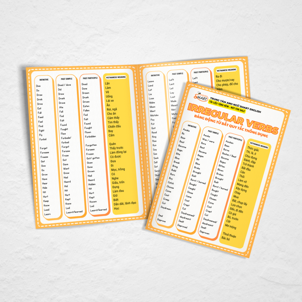 Bảng Động Từ Bất Quy Tắc Tiếng Anh-Bản Quyền Smart English
