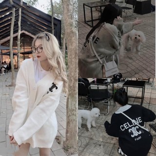 Áo len in chữ celin, chất len đanh siêu dày dặn