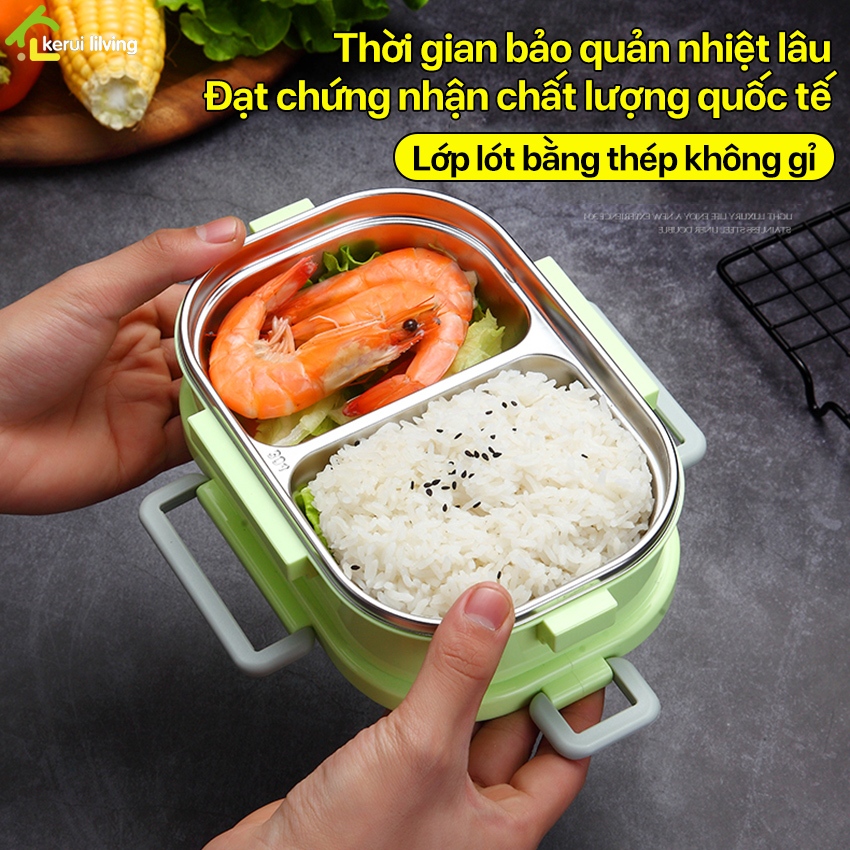 Hộp cơm giữ nhiệt MILADA inox cao cấp làm hộp cơm trưa văn phòng, hộp cơm bento phong cách Hàn Quốc