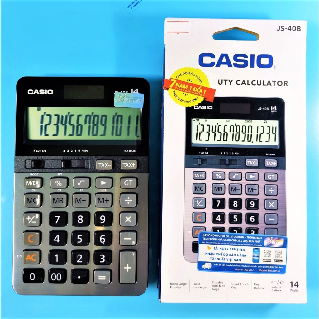 [HÀNG CHÍNH HÃNG] CASIO Máy Tính HIỆU SUẤT CAO JS-40B 14 số.