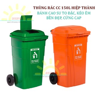 Thùng Rác Công Cộng 150L Nhựa Hiệp Thành- Bánh Cao Xu, Bền Lâu, Cứng Cáp, Tiện Dụng.