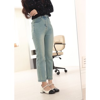LIN CLOSET [QDL122] Quần jean BASIC ỐNG ĐỨNG PHỐI LAI DƯỚI 2CM