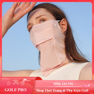Khẩu trang chống nắng golf khăn che mặt vải lụa lanh phối lưới hàng chính hãng