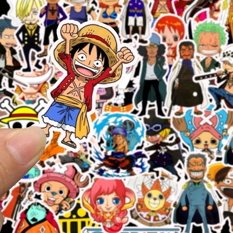 Bộ 50 sticker decal one piece Luffy chống thấm nước dán nón bảo hiểm , laptop , vali