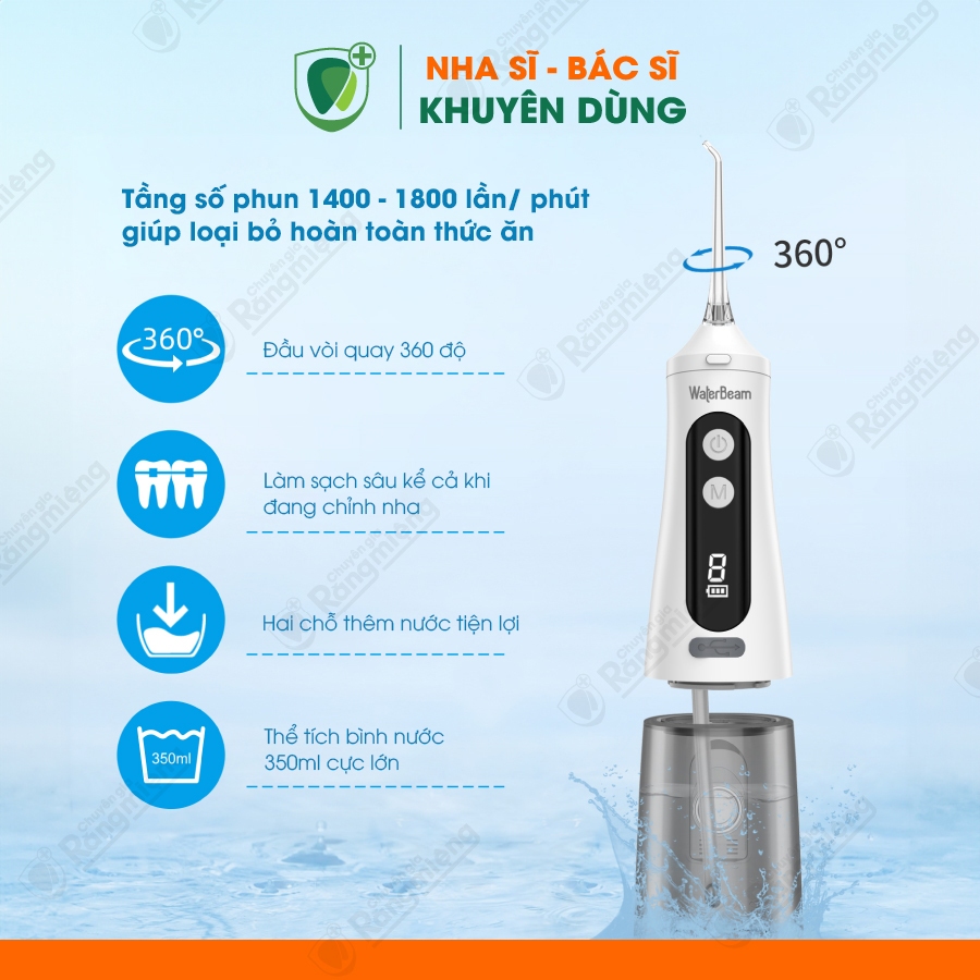 Máy Tăm Nước Cầm Tay WaterBeam Cao Cấp 9 cấp độ Bảo Hành 15 tháng