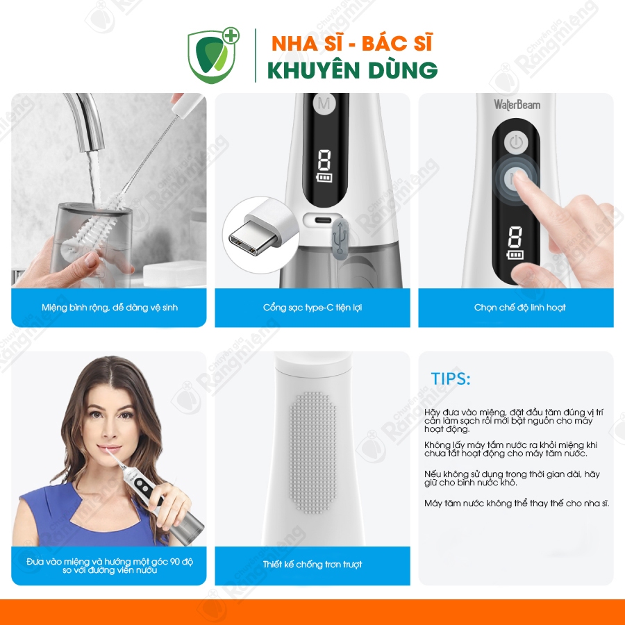 Máy Tăm Nước Cầm Tay WaterBeam Cao Cấp 9 cấp độ Bảo Hành 15 tháng