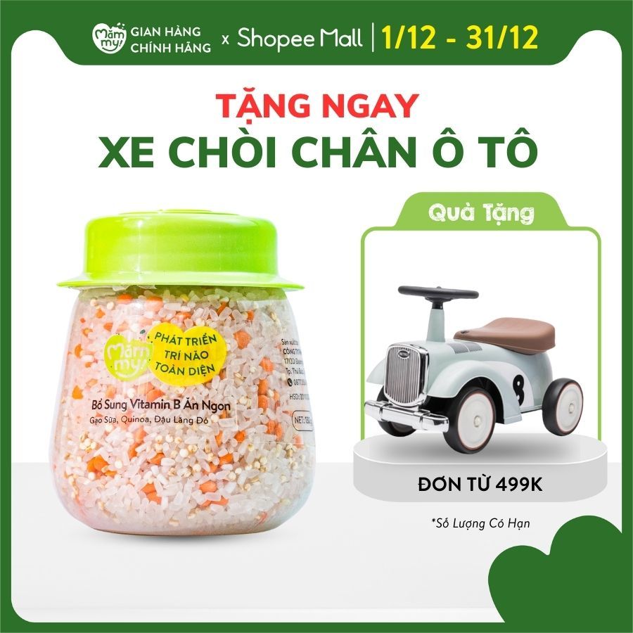 Hạt mix Mămmy nấu cháo bổ sung Vitamin B bé ăn ngon Gạo sữa, Hạt diêm mạch Quinoa, Đậu lăng đỏ, hũ 135g