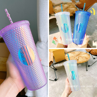 Ly nhựa 700ml KIM CƯƠNG kèm ống hút nhựa PP mang nắp chống tràn có thể mang đi nhiều nơi
