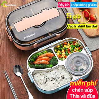 Hộp cơm inox MILADA, Hộp đựng cơm, cà mèn, Hộp cơm giữ nhiệt văn phòng lúa mạch nhiều ngăn,chống gỉ.