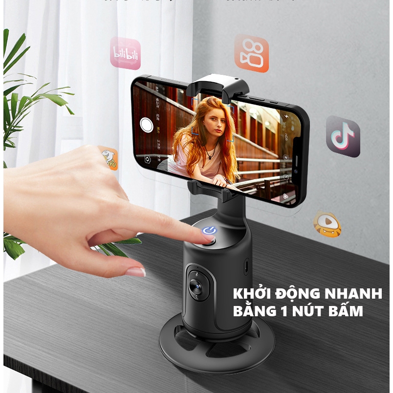 Giá đỡ điện thoại thông minh Gimbal P01 livestream quay video 360 theo dõi khuân mặt