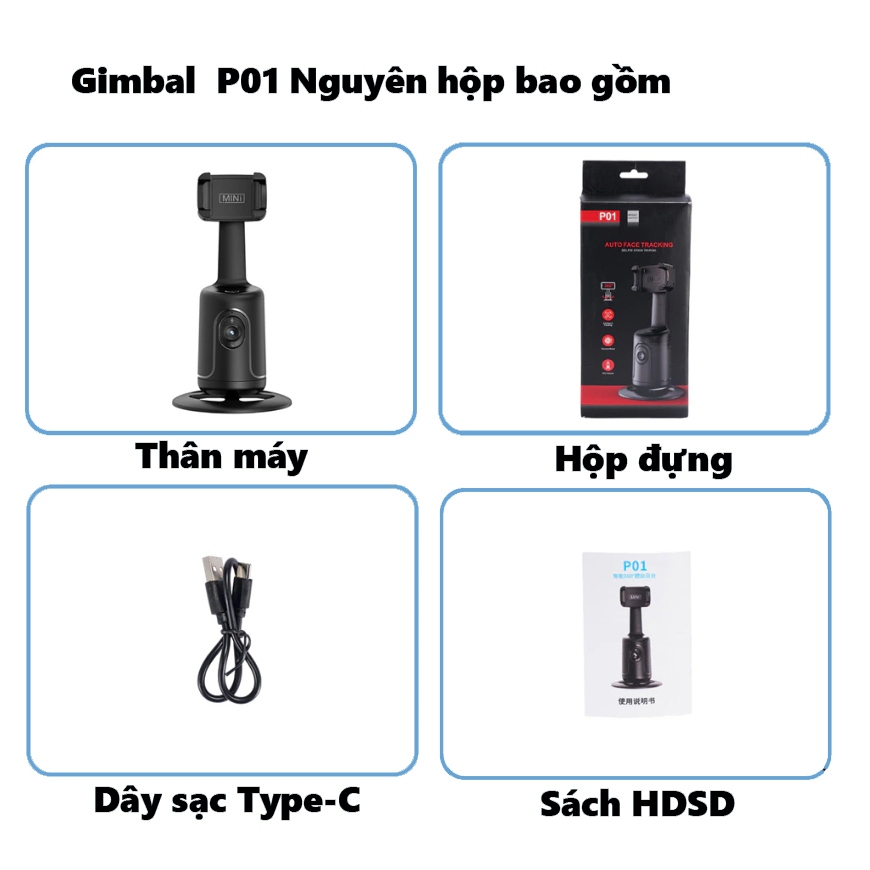 Giá đỡ điện thoại thông minh Gimbal P01 livestream quay video 360 theo dõi khuân mặt