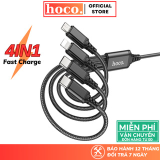 Cáp sạc Hoco 4 đầu hàng chính hãng hỗ trợ sạc nhanh nhiều thiết bị ios android samsung xiaomi
