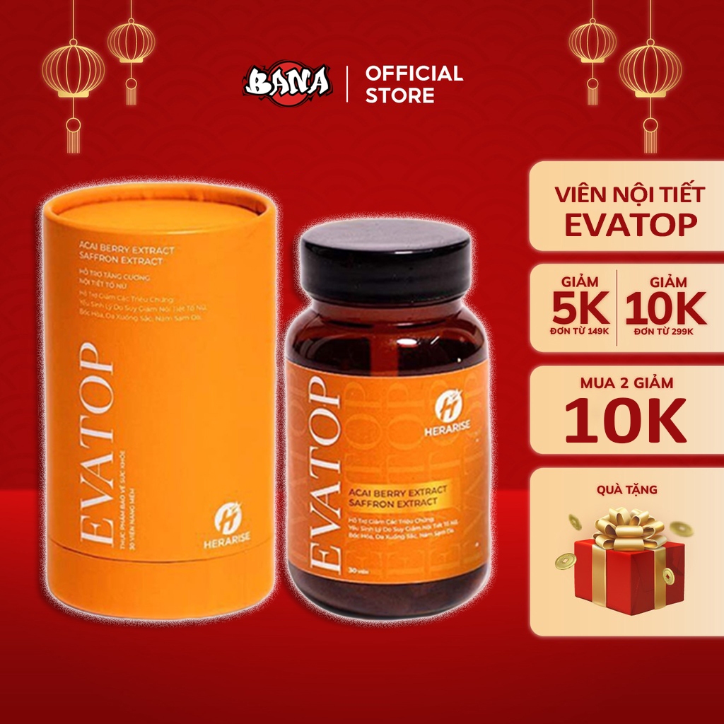 Viên uống cân bằng nội tiết tố EVATOP tăng cường sinh lý nữ giảm khô hạn đẹp da Lọ 30 viên