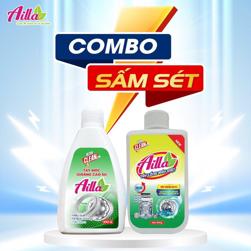 Combo tẩy lồng máy giặt Ailla + Tẩy gioăng Ailla