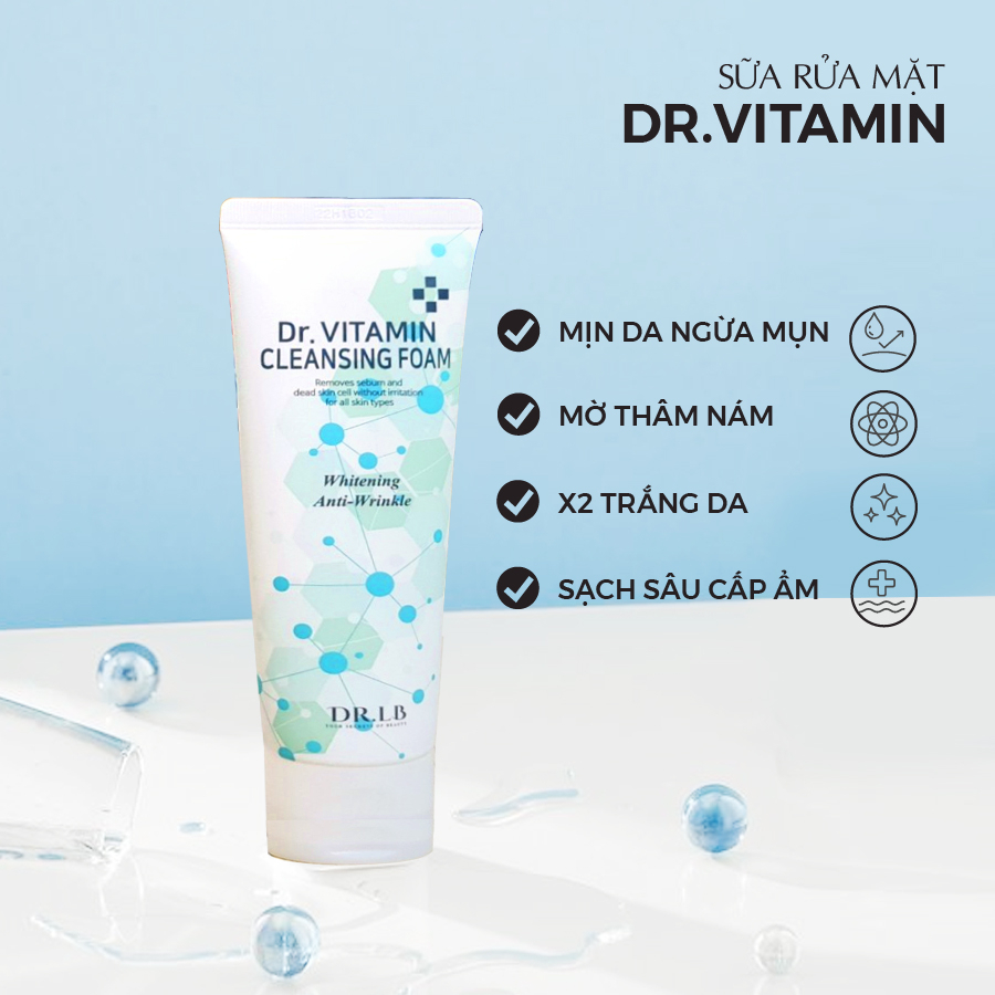Sữa Rửa Mặt Trắng da Dr. Vitamin Cleansing Foam Hàn Quốc Ngân Korea Dung Tích 120ml