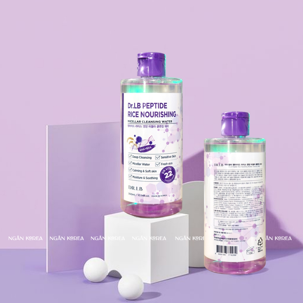 Tẩy Trang chống lão hoá PEPTIDE DR.LB cao cấp Hàn Quốc300ml ( Màu tím)