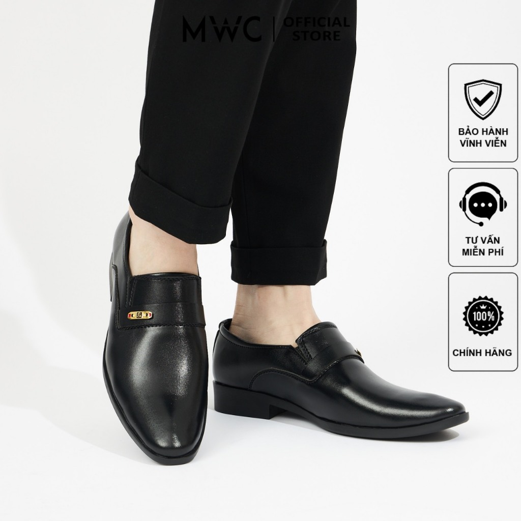 Giày Tây Nam MWC 6649 - Giày Tây Nam Chất Liệu Da Trơn Đính Khoá Kim Loại Basic