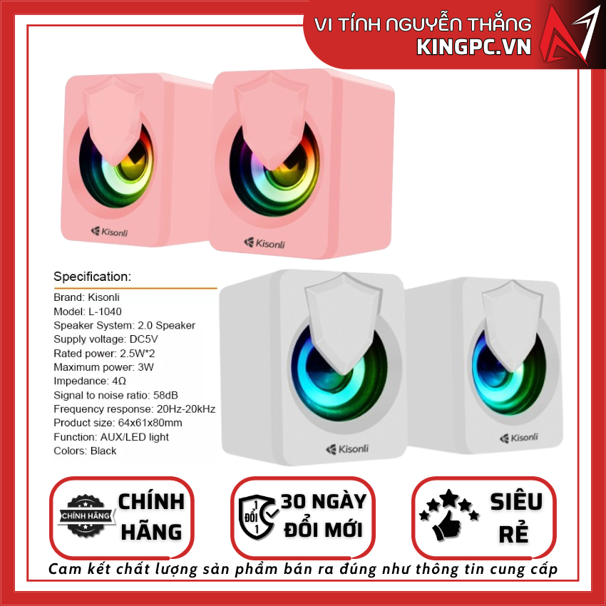 Loa máy tính Kisonli 2.1 L-1030-1040 LED RGB